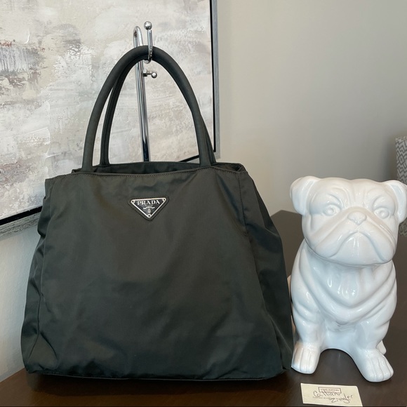 Prada Handbags - Prada Dark Green Nylon Tote